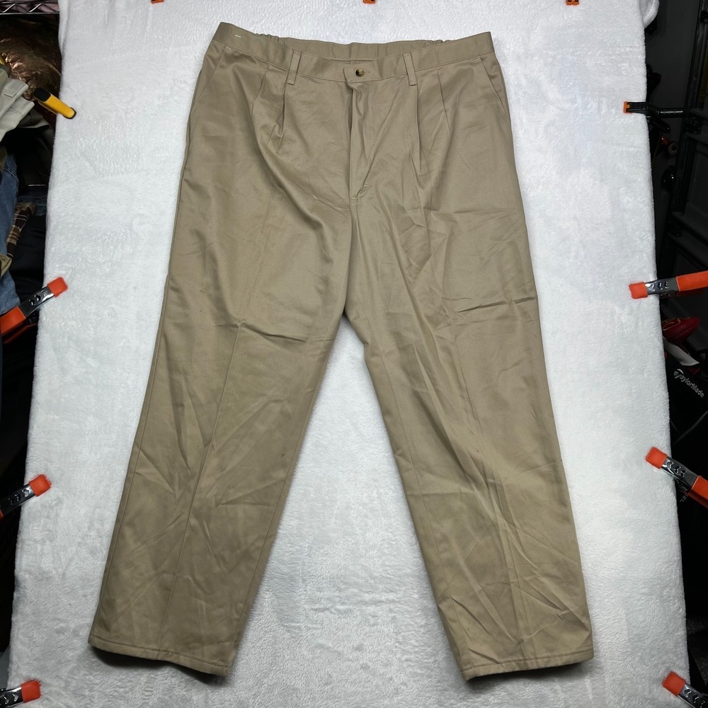 VF Jeanswear Chino Pants Men Khaki Pleated Elastic Waist Pockets Classic - 41X30